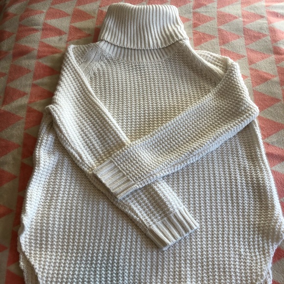 a new day Sweaters - Cream colored high low turtleneck sweater